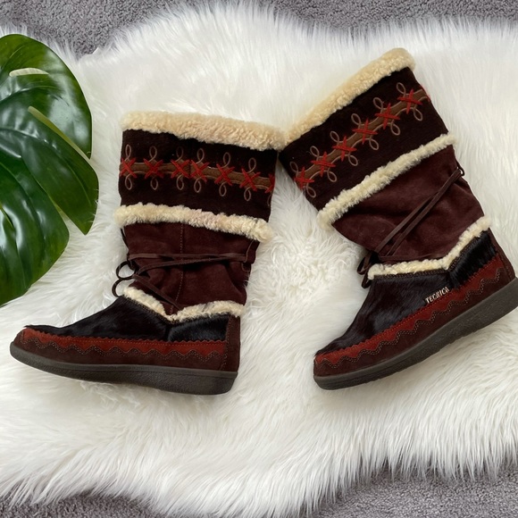 Tecnica Shoes - Vintage Tecnica Suede and Fur Apres Ski Boots, 39